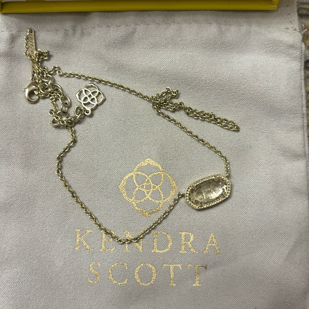 Kendra Scott Elise Necklace- gold with clear stone